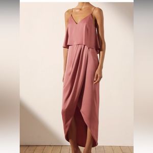 Shona Joy Luxe Cocktail Frill Dress in Rose